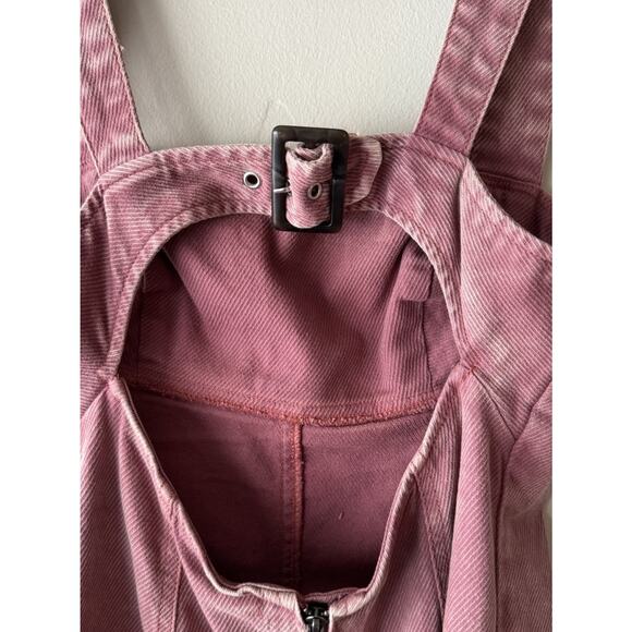 Urban Outfitters Pink Overall Dress Women’s Size Small Open Buckle Back Mini - Picture 5 of 8